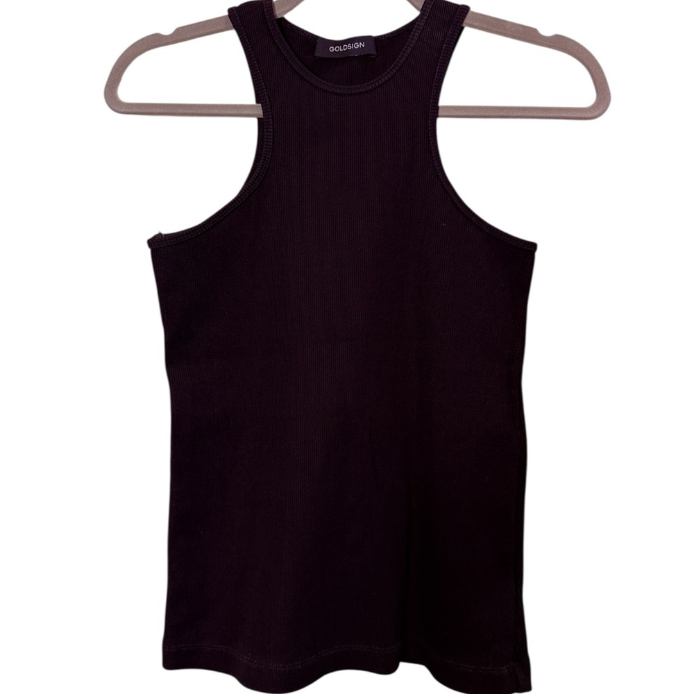 Goldsign The Laurel Classic Black Heavy Knit Exaggerated Racer Tank sz M